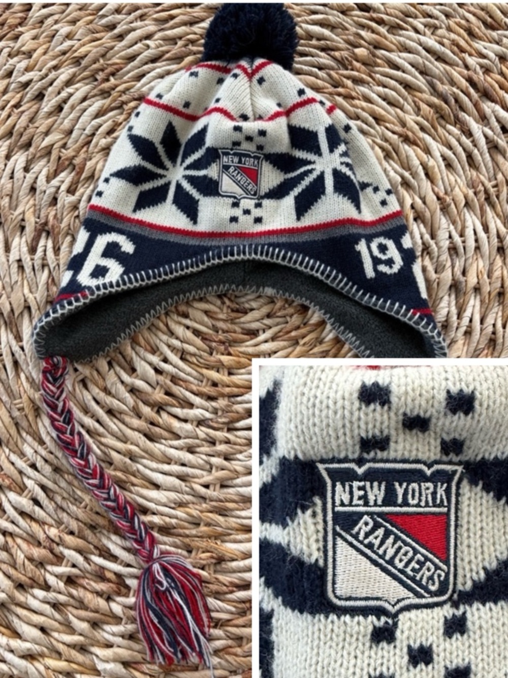 Old Time Hockey NY Rangers Tobaggan Beanie Fair Isle Hat